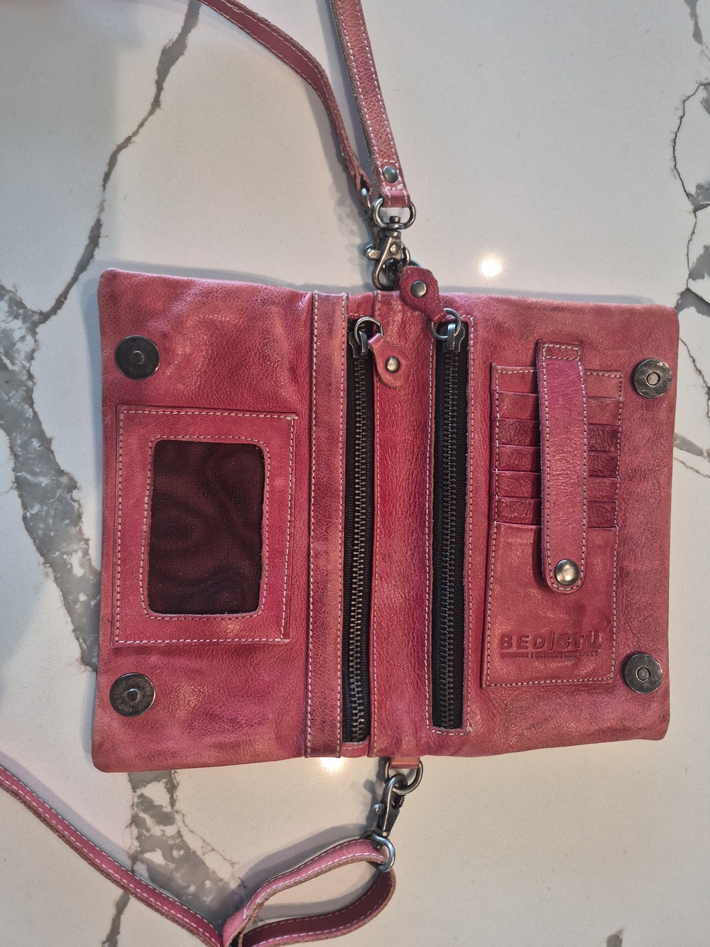 Flamingo Red Cadence Leather Crossbody - Women